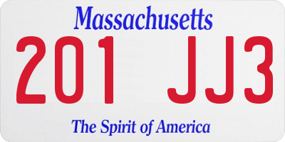 MA license plate 201JJ3