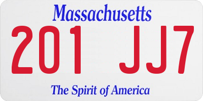 MA license plate 201JJ7