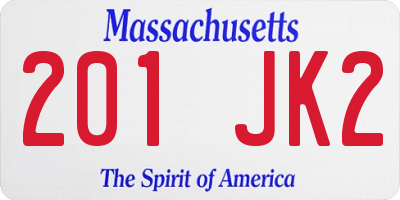 MA license plate 201JK2