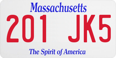 MA license plate 201JK5