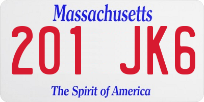 MA license plate 201JK6