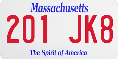 MA license plate 201JK8
