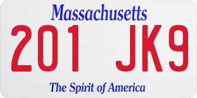 MA license plate 201JK9