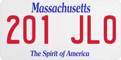 MA license plate 201JL0