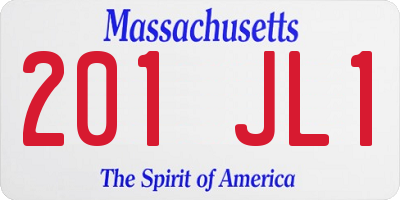 MA license plate 201JL1