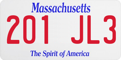MA license plate 201JL3