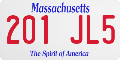 MA license plate 201JL5