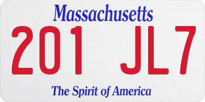 MA license plate 201JL7