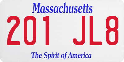 MA license plate 201JL8