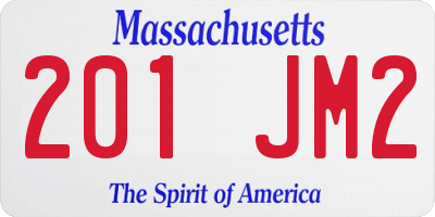 MA license plate 201JM2