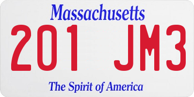 MA license plate 201JM3