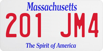 MA license plate 201JM4