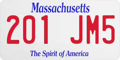 MA license plate 201JM5