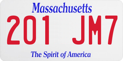 MA license plate 201JM7
