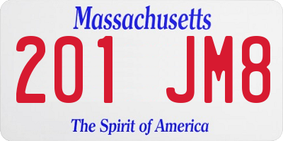 MA license plate 201JM8