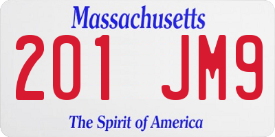 MA license plate 201JM9