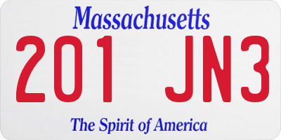 MA license plate 201JN3