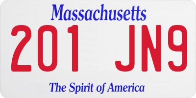 MA license plate 201JN9