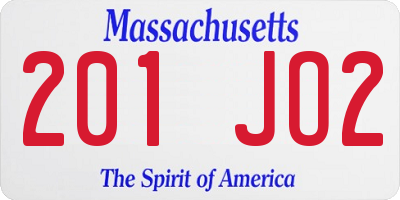 MA license plate 201JO2