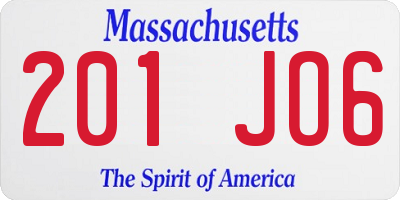 MA license plate 201JO6
