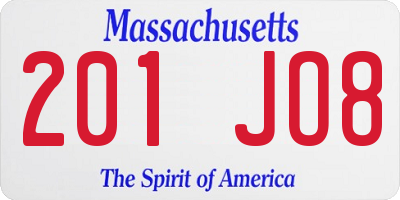 MA license plate 201JO8