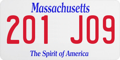 MA license plate 201JO9