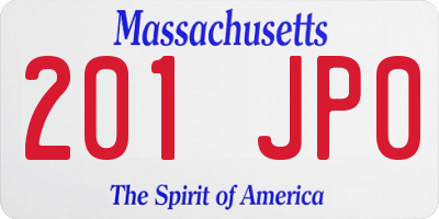 MA license plate 201JP0