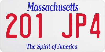 MA license plate 201JP4