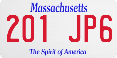 MA license plate 201JP6