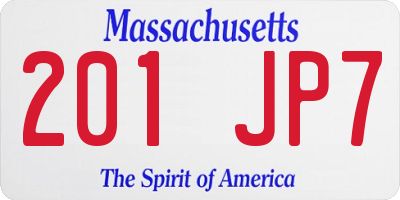 MA license plate 201JP7