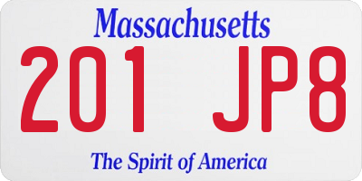 MA license plate 201JP8