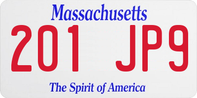 MA license plate 201JP9