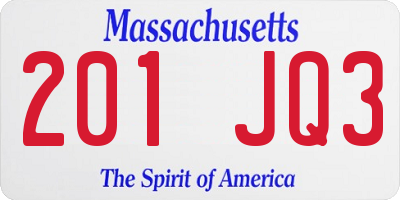 MA license plate 201JQ3