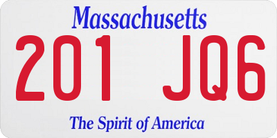 MA license plate 201JQ6