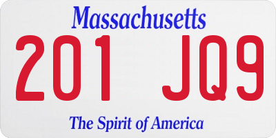 MA license plate 201JQ9