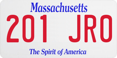 MA license plate 201JR0