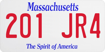 MA license plate 201JR4