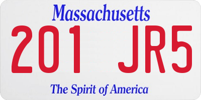MA license plate 201JR5