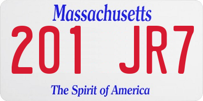 MA license plate 201JR7