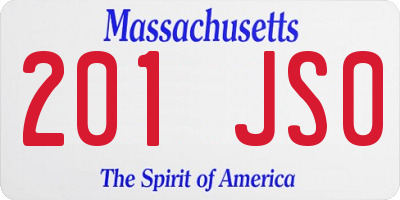MA license plate 201JS0