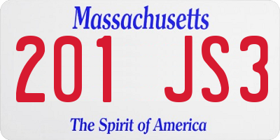 MA license plate 201JS3