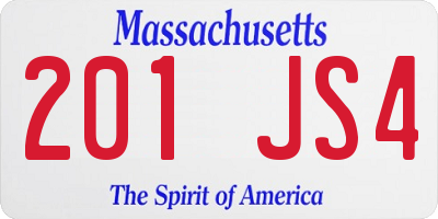 MA license plate 201JS4