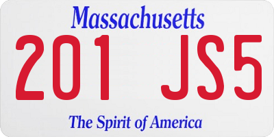MA license plate 201JS5