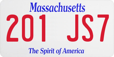 MA license plate 201JS7