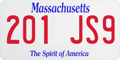 MA license plate 201JS9