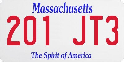 MA license plate 201JT3