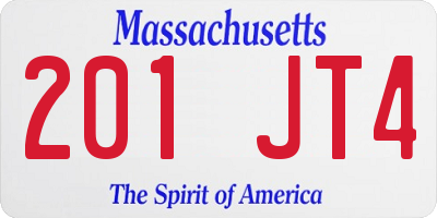 MA license plate 201JT4