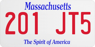 MA license plate 201JT5