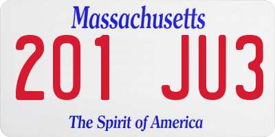 MA license plate 201JU3