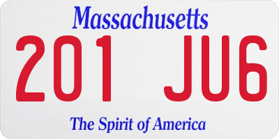 MA license plate 201JU6